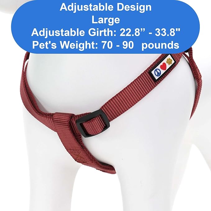 Pawtitas Solid Step-in Dog Harness – Adjustable No-Pull Vest for Puppies to Seniors, Safe & Comfortable L Marsala