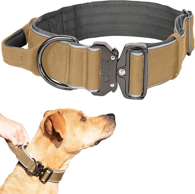 Leash Boss Tactical Dog Collar - Dog Collar with Handle Heavy-Duty Adjustable Military K9 Collar with Quick Release Buckle and Handle - for Training