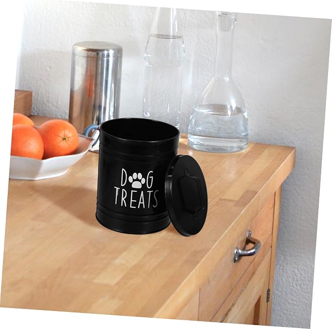 ABOOFAN 1piece Food Storage Container Airtight Pet Treat Holder Metal Grain Storage for Dogs and Puppies Space Efficient and Easy to Safe for Food and Treats