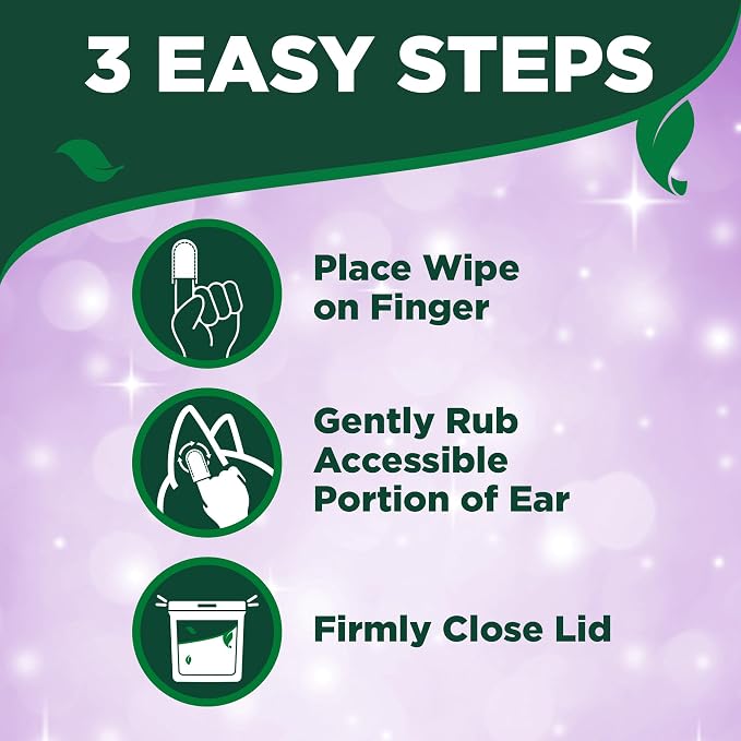 Vet's Best Ear Relief Finger Wipes, 50 Count (Pack of 2)