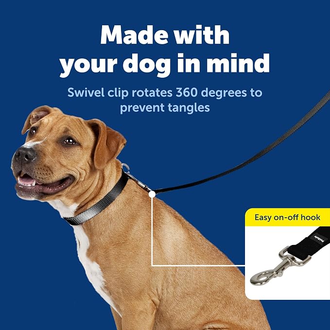 PetSafe Nylon Dog Leash - Strong, Durable, Traditional Style Leash with Easy to Use Bolt Snap - 3/4 in. x 4 ft., Black | Durable Nylon Leash with Easy on/off Bolt Snap Hook, Pairs Perfectly with Easy Walk Harness and Gentle Leader Headcollar