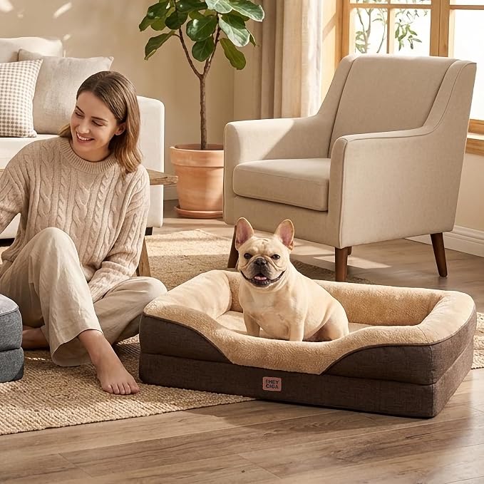 EHEYCIGA Orthopedic Memory Foam Dog Bed - Large 41x27in, Brown