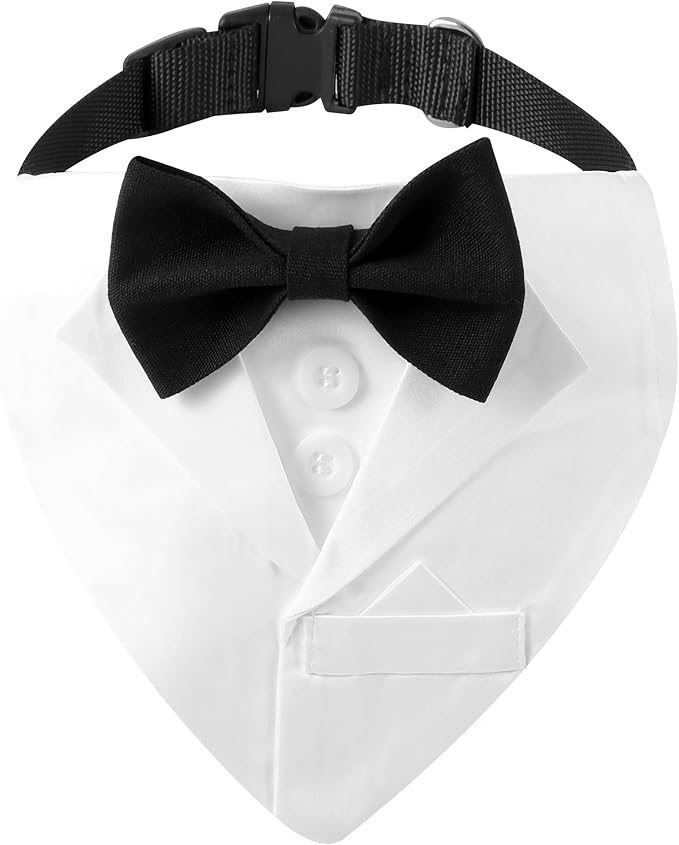 Dog Tuxedo Suit Wedding Collar, Medium, White