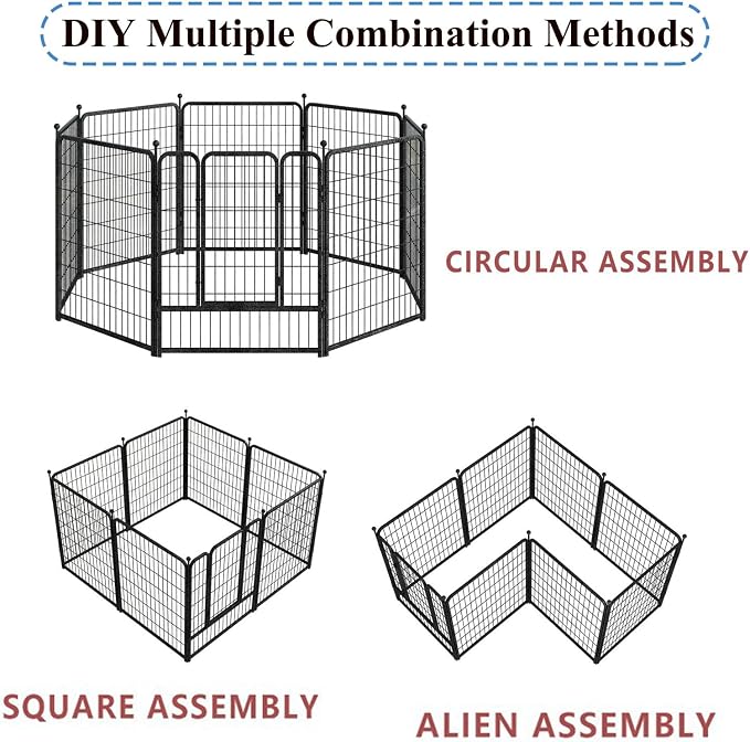 Dog Pen Pet Playpen Dog Fence Indoor Foldable Metal Wire Exercise Puppy Play Yard Pet Enclosure Indoor Outdoor 8pcs 70 * 80cm