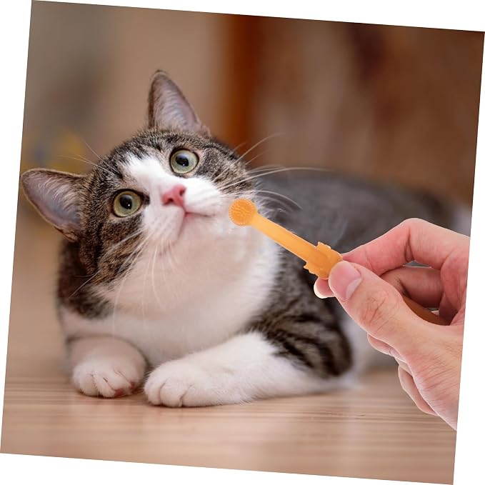 Toyvian Cat and Dog Toothbrush Set Dual Head Silicone Pet Toothbrush for Gentle Cleaning Soft Bristles for Cats and Small Dogs Portable Pet Oral Care Tool