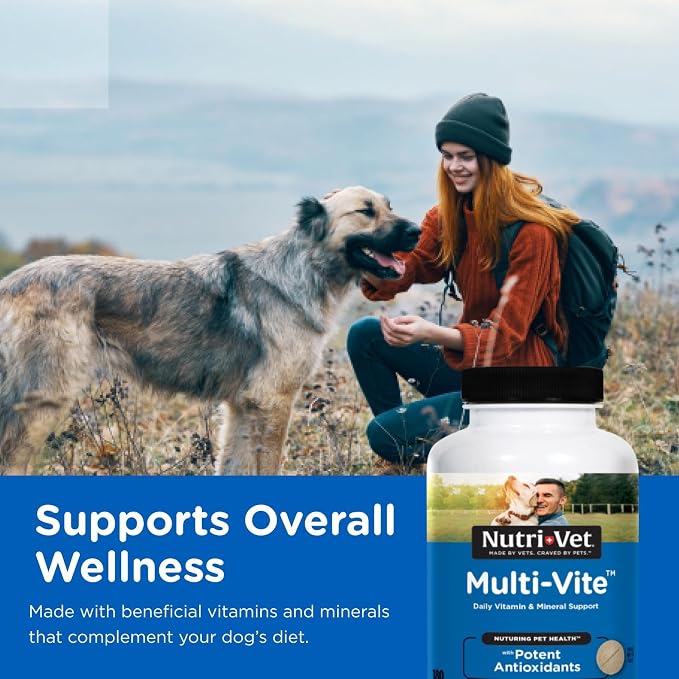 Nutri-Vet Dog Multivitamin, Multivitamin for Dogs, Dog Health, 60 Count | Daily Multivitamin, Dog Vitamins, Dog Vitamins & Supplements, Immune Support, Balanced Nutrition, Overall Pet Health