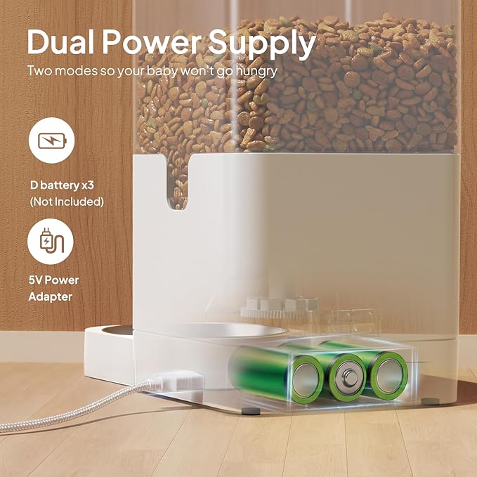 VOLUAS Automatic Cat Feeders - Pet Food Dispenser for Dry Food, Timed Cat Feeder with Desiccant Bag, Programmable Portion Size Control 4 Meals Per Day, 10s Voice Recorder