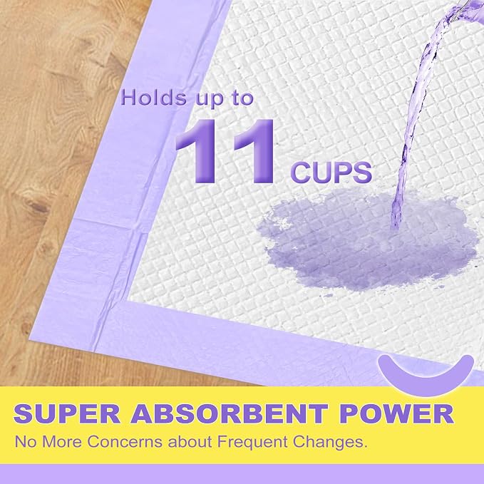 MIZOK Puppy Pads 36x36 Dog Pads Extra Large Odor Control Pee Pads for Dogs, Ultra Absorbent Up to 11 Cups 6 Layers Leak-Proof, Pink Cherry Blossom Prints& Lavender Scented(60 Counts)