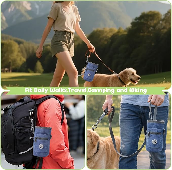 Dog Poop Bag Holder for Walking with Waste Bag Dispenser, Portable Wearable Dog Poop Carrier, Clip Easy-Attach to Leash/Harness/Waist, for Storing Used Doggie Waste Bags Without Spills