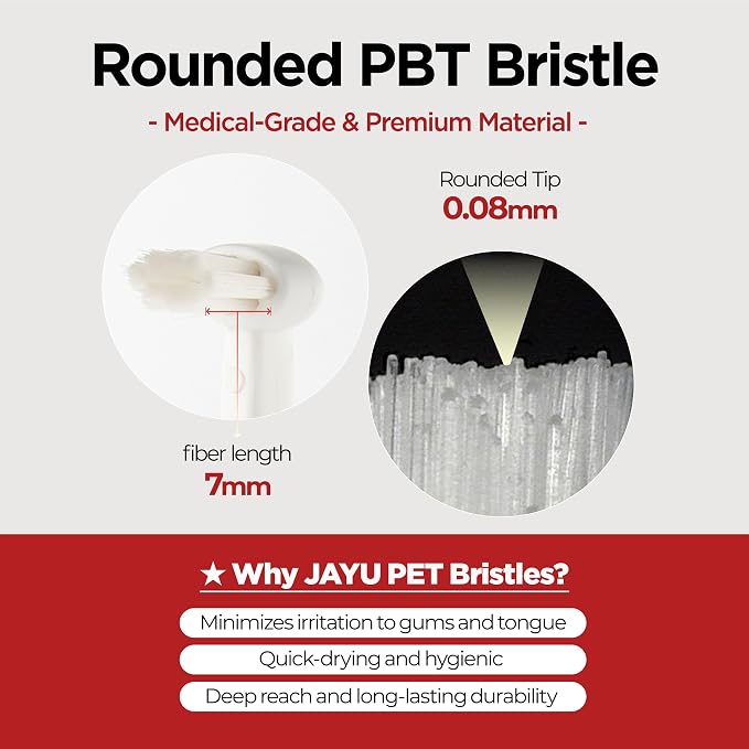 JAYU PET Dental Care Brush, Soft Bristles, 3ea | Dog Toothbrush, Cat Toothbrush, For Kitten and Small Dogs, Removes Old Plaque and Tartar, Easy Cleaning