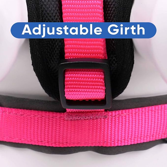 Pawtitas Reflective Padded Dog Harness for Medium Dogs – Adjustable Step-in Vest | Fits Chest 22–28 in | No Pull Training Harness | M | Pink