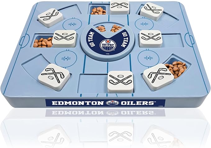 Pets First NHL Edmonton Oilers Large Puzzle Toy, New Size, Interactive Dog Treat & Slow Feeding Toy