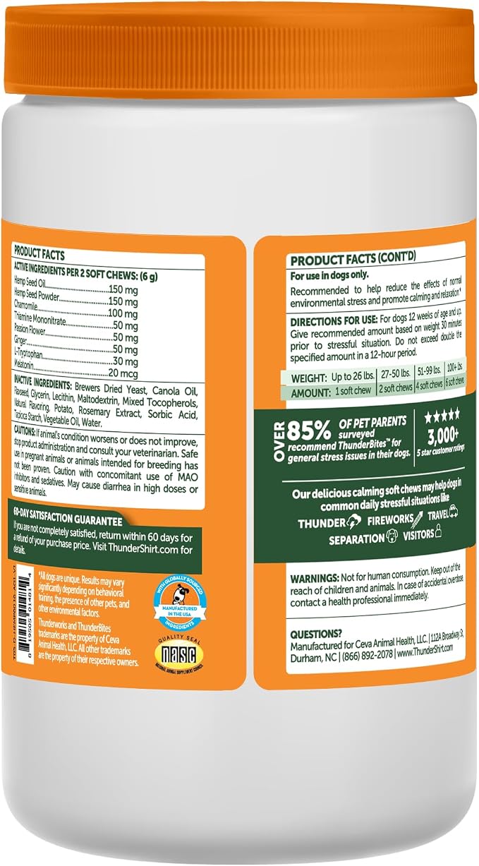ThunderBites Hemp Calming Chews For Dogs, 60-Pack, 60 Count