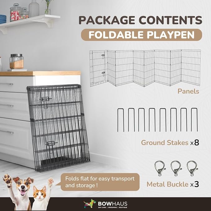 CAPHAUS Foldable Pet Playpen with Door, 30in 8 Panels