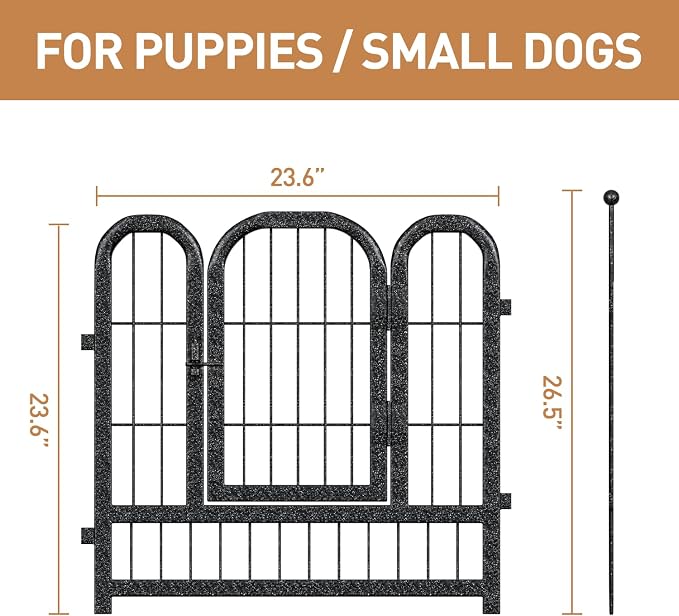 Metal Dog Playpen, 24in 24 Panels, Black-Silver