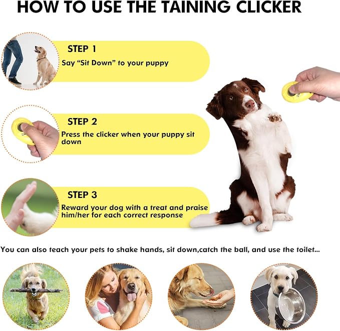 BONSO Dog Training Clicker with Wrist Strap, Yellow