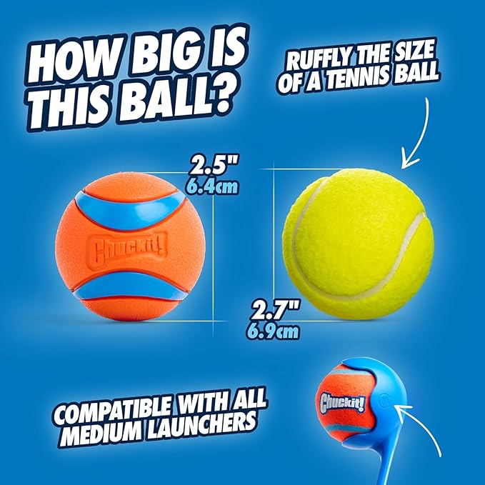 Chuckit! EcoFetch Dog Ball Launcher 18" with Medium 2.5" Ball, Dogs 20-60 | Made in USA, fetch thrower reduces bending for easy pickup and cleaner hands, keeps active pups running outdoors every day