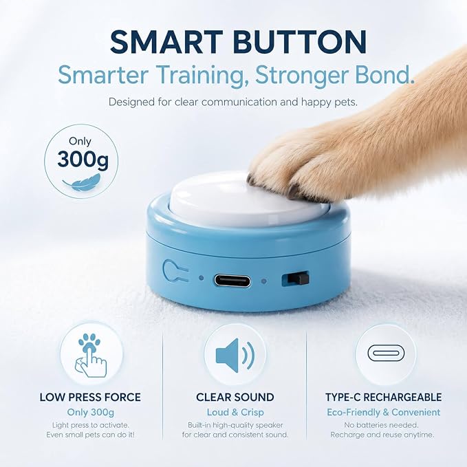 Set of 4 Small Voice Recording Buttons, Blue