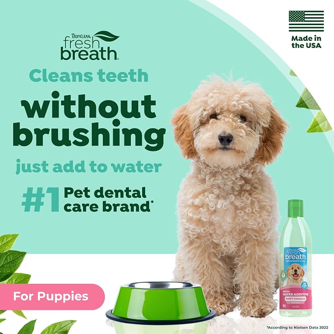 TropiClean Fresh Breath Dental Water Additive, Puppy Breath Freshener, 16oz