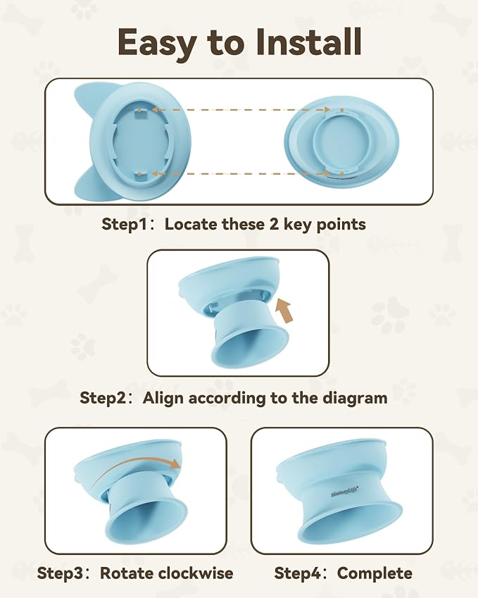 MateeyLife Elevated Cat Bowls, 2P Raised Food and Water Bowl Set for Indoor Cats & Small Dogs, Whisker Fatigue Cat Bowl, Anti Vomit Feeding Pet Bowls, 6 oz Each, Dishwasher Safe - Blue & Yellow