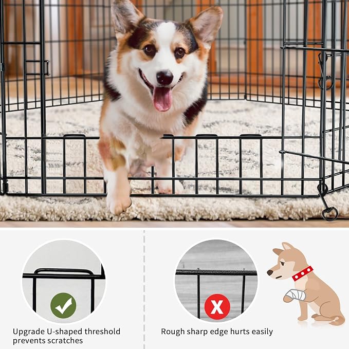 PETIME Foldable Metal Dog Exercise Pen/Pet Puppy Playpen Kennels Yard Fence Indoor/Outdoor 8 Panel 24" W with Top Cover and Bottom Pad (Playpen+Bottom+Top Cover, 8 Panels 24" H)