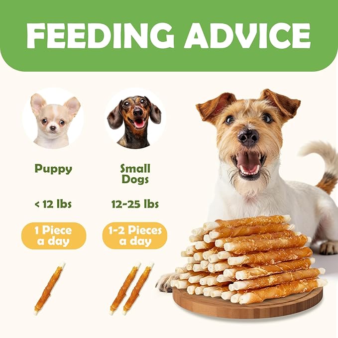 MON2SUN 5 Inch Chicken Wrapped Rawhide Sticks, 75 Count Long Lasting Chew Treats for Puppy & Small Dogs, High Protein, No Artificial Colors, 31.75 oz
