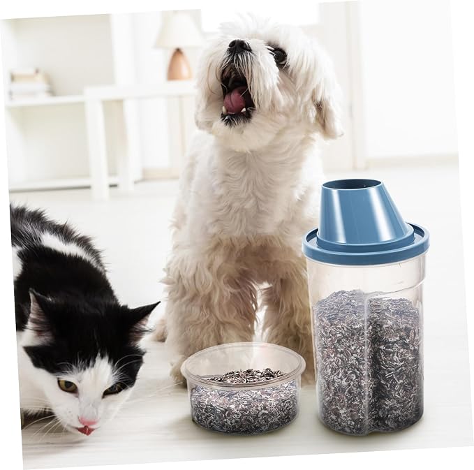 Kichvoe 2pcs Clear Airtight Pet Food Storage Containers with Wide Mouth and Grip Groove Spill Resistant Dog and Cat Food Holders for Birds Vacuum Sealed Freshness