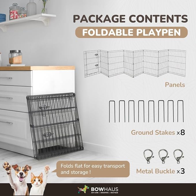 CAPHAUS Foldable Pet Playpen with Door, 24in 8 Panels