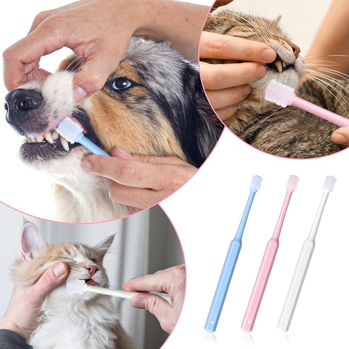 3 Pack Small Dog Cat Toothbrush, 360 Degree Soft Silicone Pet Toothbrush Cat Dental Care Dog Oral Hygiene Deep Clean Pet Teeth Cleaning Kit