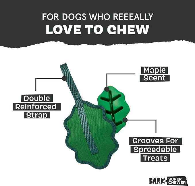 Barkbox Green Chew Leaf Dog Toy for Small Dogs – 2-in-1 Design with Mixed Textures and Surprises, Perfect for Tough Chewing and Playful Pups | Design with Mixed Textures and Surprises, Perfect for Tough Chewing and Playful Pups