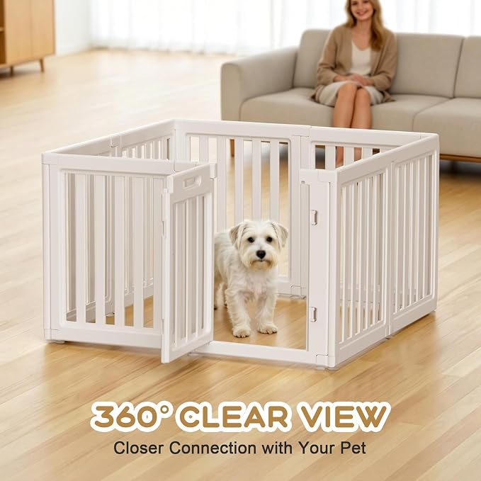 Dog Playpen, Clear Dog Pen, Dog Pen Indoor, Easy to Install and Remove Dog Play Pen, Puppy Playpen Suitable for Dogs, Cats,Dog Playpen Indoor (White, 23.6 inch Height, 8 Panels)