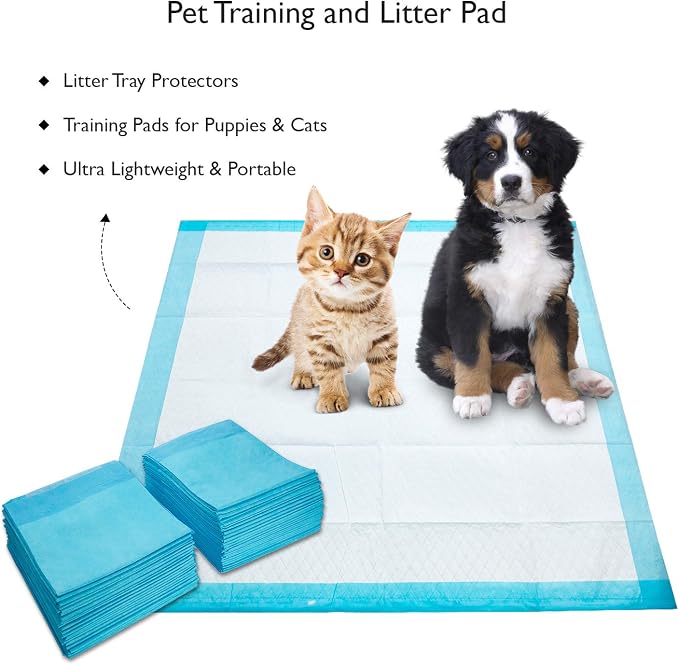 Lightweight Cat Litter Pads, 500 Count - 12" x 17" Disposable Puppy Pads - Light Absorbance, Waterproof Underpads - Liner Protectors for Wheelchairs, Diaper Changing, Dog Training, Incontinence