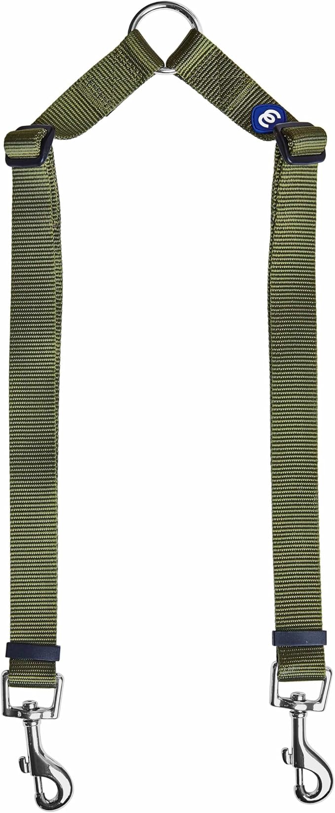 Blueberry Pet Essentials Durable Classic Double Dog Leash Coupler, Military Green, Medium/Large, Dual Walking & Training Leashes for Two Dogs