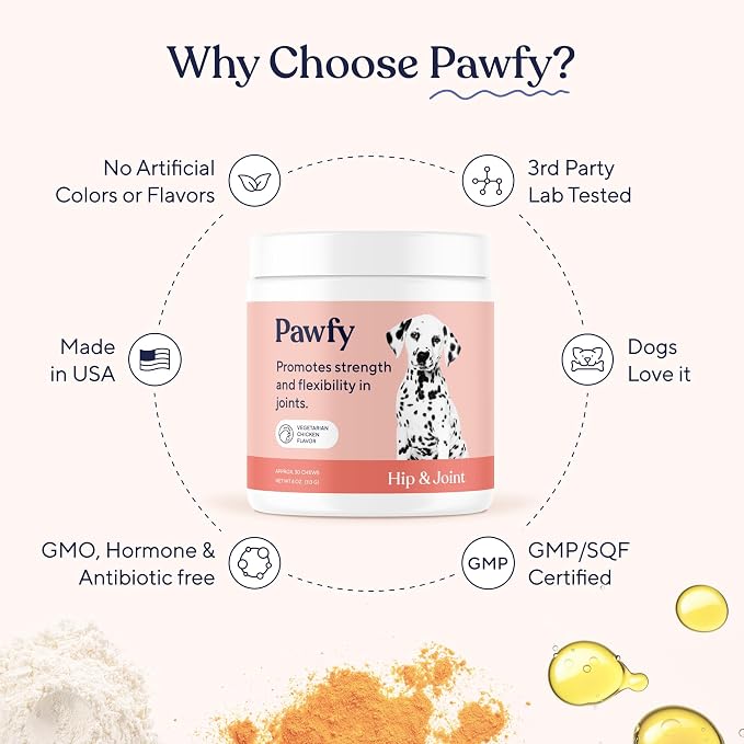 Pawfy Hip & Joint Supplement for Dogs - Glucosamine Chondroitin & MSM