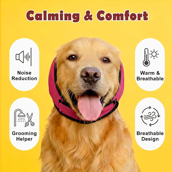 Dog Ear Muffs &No Flap Ear Wraps for Dogs for Swimming, Bath & Noise Anxiety Relief – Waterproof Ear Covers for Aural Hematoma Prevention, Quick-Dry Calming Hoodie for Grooming, Fireworks, Vet Visits