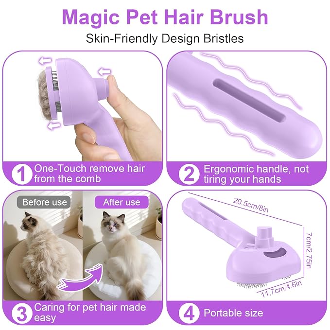 Cat Brush Dog Brush for Shedding, Purple