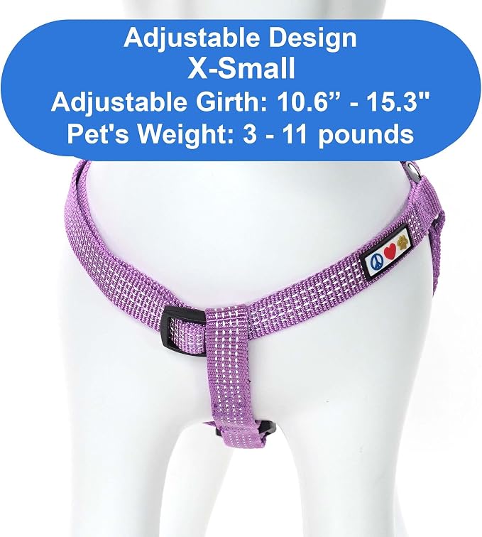 Pawtitas Reflective Step-in Dog Harness – Adjustable No-Pull Vest for Puppies to Seniors, Safe & Comfortable, XS Orchid