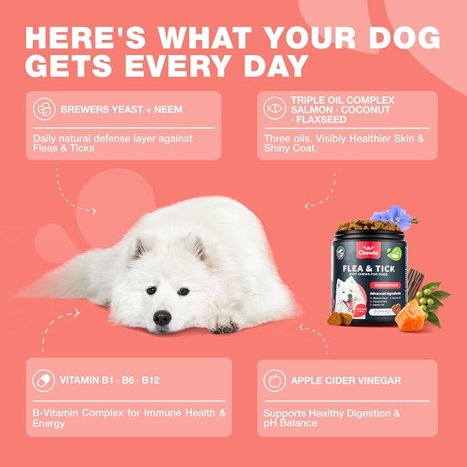Dog Flea & Tick Chews – Oral Chewable Flea and Tick Prevention for Dogs