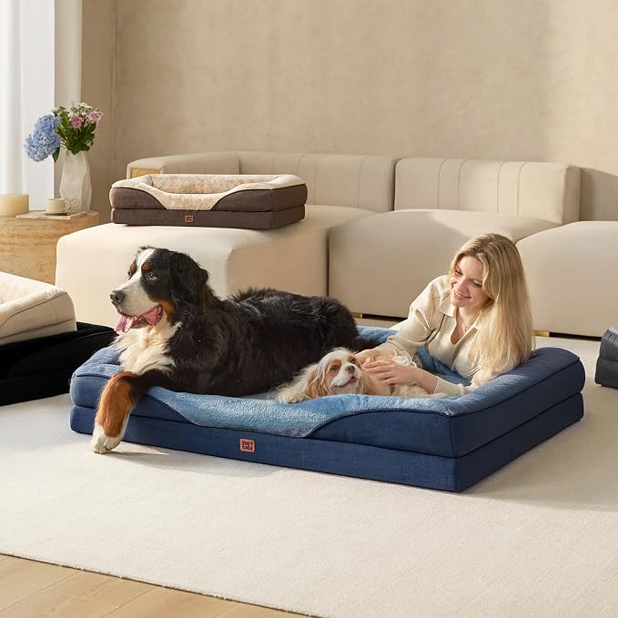 EHEYCIGA Orthopedic Memory Foam Dog Bed - XL 42x30in, Navy
