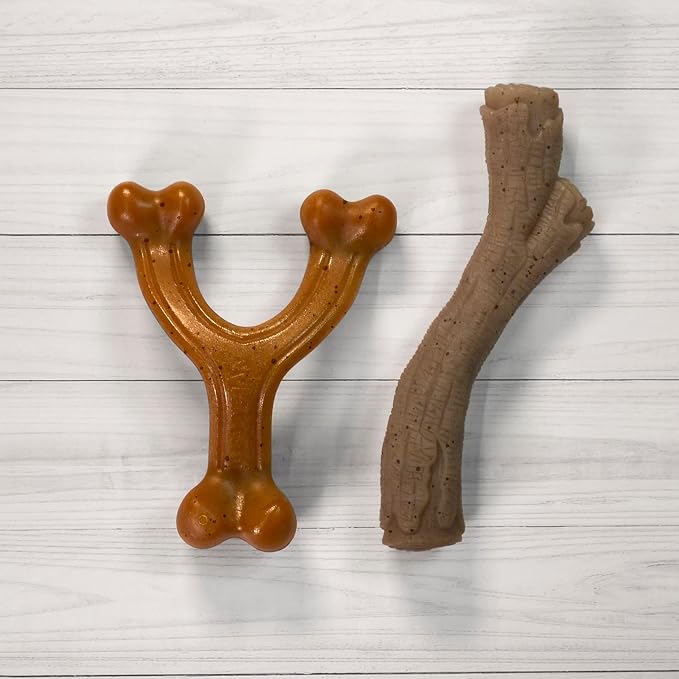 Nylabone Gourmet Style Strong Chew Toy Bundle, Chew Toys for Dogs, Bacon & Peanut Butter Flavor, Small/Regular (2 Count)
