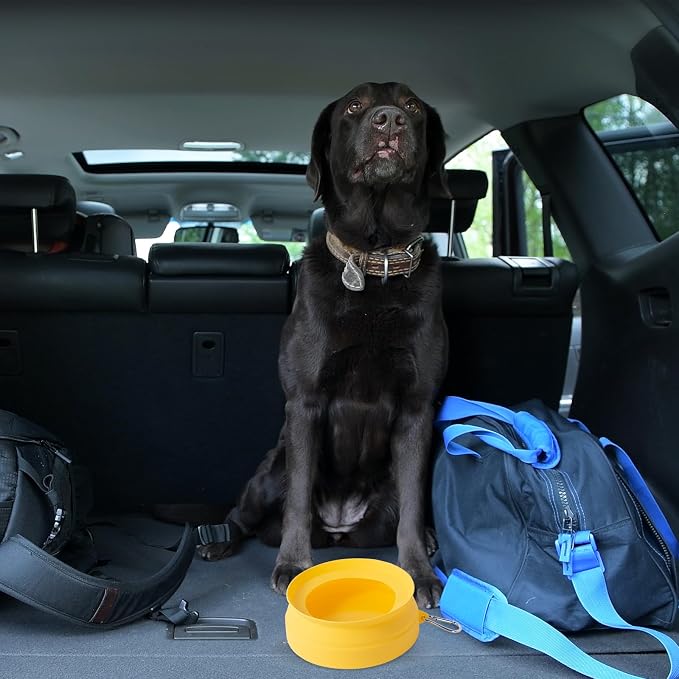 SLSON Spill Proof Dog Water Bowl for Cars, Yellow