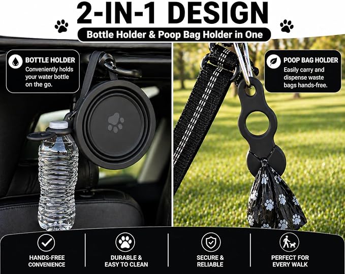 3-in-1 Travel Dog & Cat Bowl, Stainless Steel & Silicone