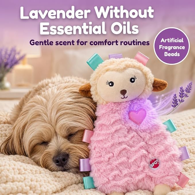 SPOT Soothers Tabbie Lambie Dog Toy - 12in Stuffing-Free Calming Plush with Lavender Scent & Squeaker for Puppies & Small Dogs, Separation Anxiety Relief - 1 of 3 Assorted Colors, Sent at Random