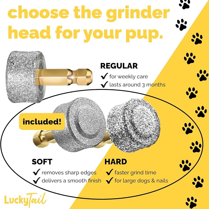 LUCKY TAIL Dog Nail Grinder Replacement Heads, 2-Pack