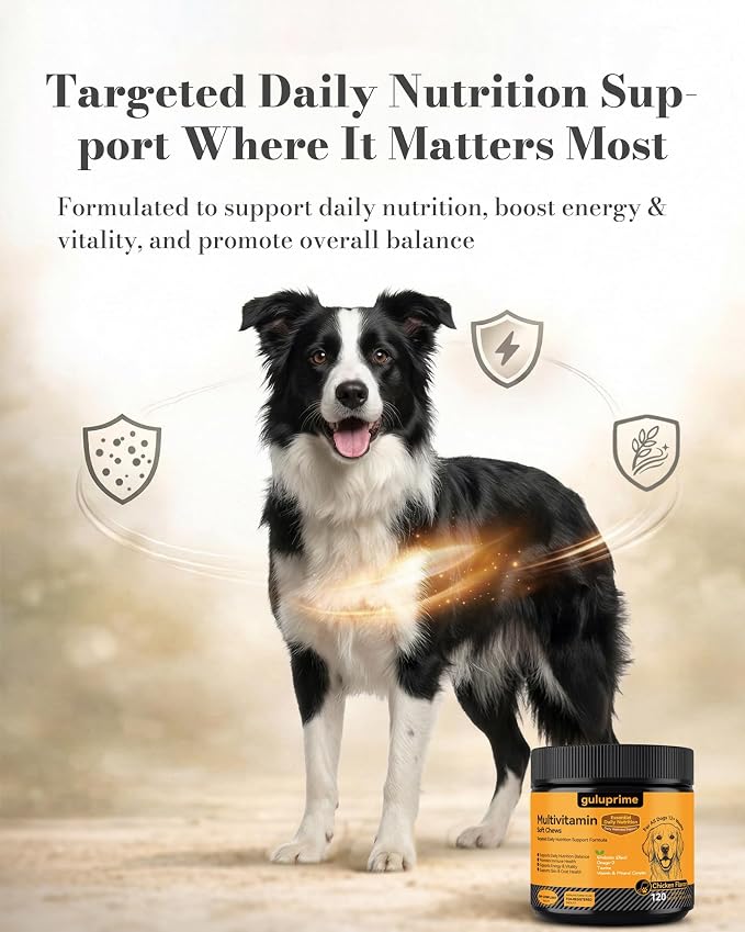 Dog Multivitamin Soft Chews, Daily Vitamins for Dogs, 120 Count | Dog Vitamins & Minerals for Heart & Vision Support, 23 Active Ingredients with CoQ10, Taurine, Lutein & Omega-3 Fish Oil