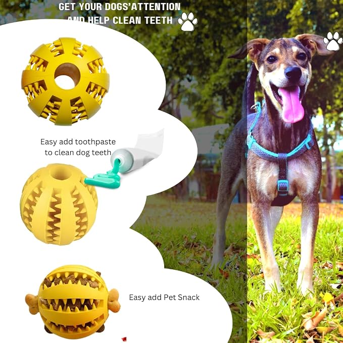 Dog Ball Toy Set 5 for Puppy and Small Dog Rubber Teething Ball, Dog Enrichment Toys Chewer for Boredom and Brain Stimulating Game to Keep Them Busy.(Blue/Yellow/Multi)