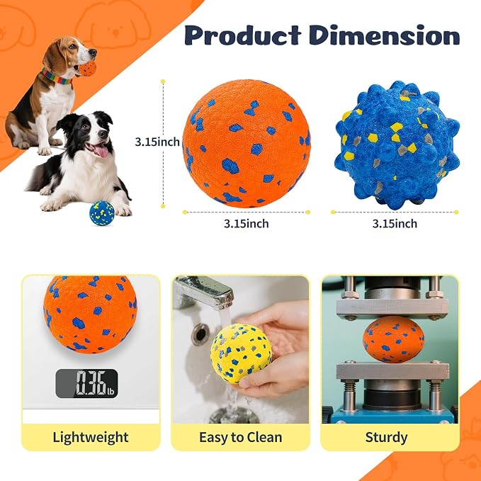 HIPPIH Dog Tennis Balls, ETPU, Floating, 3in, 3-Pack