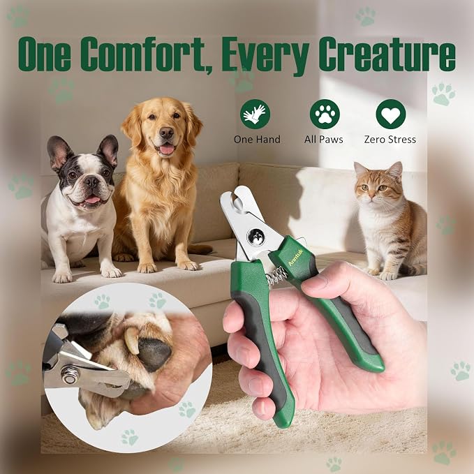 Ergonomic Dog Nail Clippers with Nail File, Green