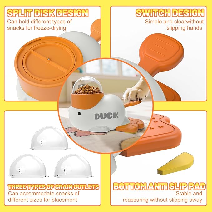 Dog Interactive Treat Dispenser Toy Food Puzzle Slow Feeder Duck-Shaped Dog Puzzle Feeders for Small Medium Dogs Cats IQ Training Reduces Bloating for Healthy Eating (White)