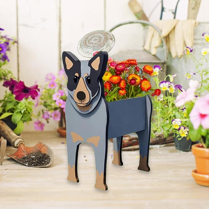 Australian Cattle Dog Planter Pots, Animal Shaped Flower Pot